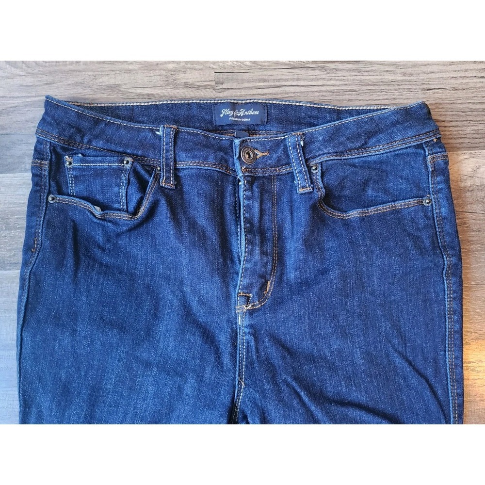 FLAG & ANTHEM SKINNY JEANS WOMENS SIZE 8 HIGH RISE DARK DENIM 28" LENGTH STRETCH